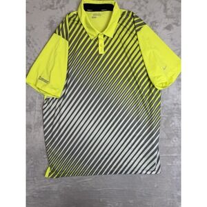 Nike Golf Dri-FIT Tour Performance Polo XXL Neon Yellow Gray Stripe Shirt